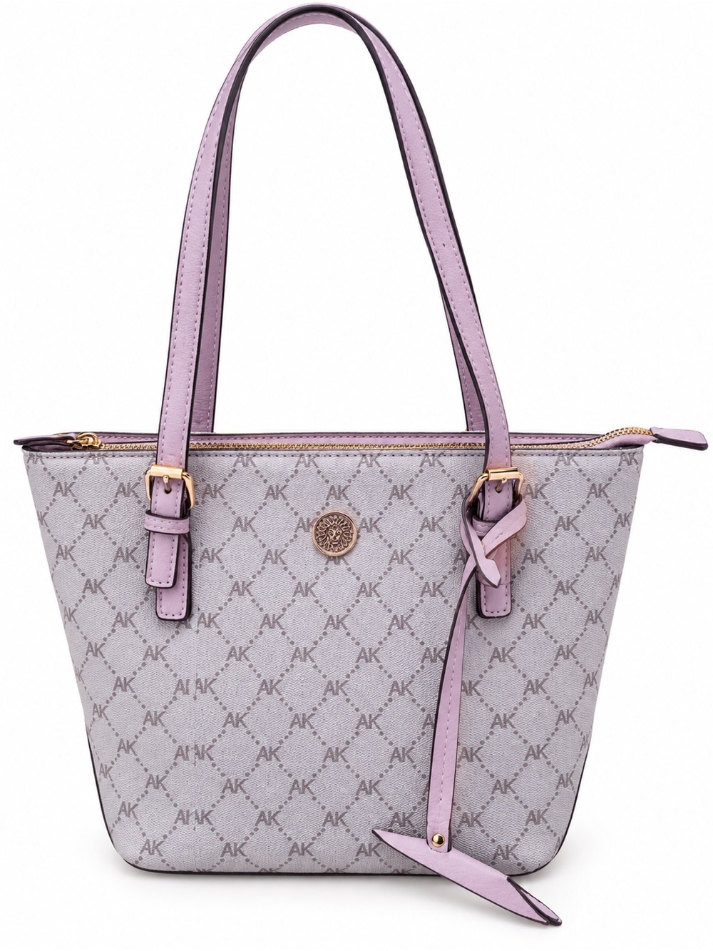 Anne Klein Lilac Patterned Logo Tote with Gold Accents